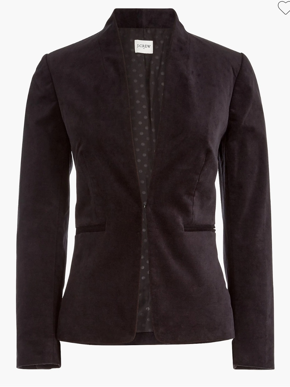 J. Crew Factory Black Velvet Broadway Blazer - Size 12